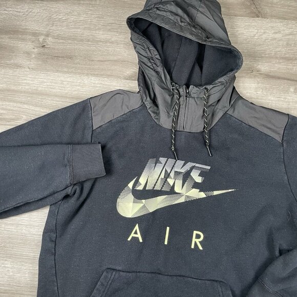 Nike Air Max Graphic Hoodie Mens Size Large Fleece Large Logo Swoosh Black - Picture 1 of 16